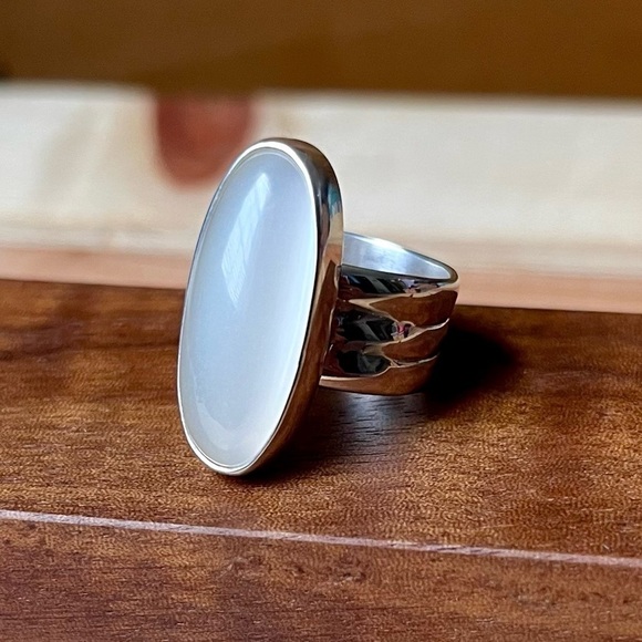 Dominique Dinouart Jewelry - Dominque Dinouart Oval Cabochon Chalcedony Sterling Silver Ring